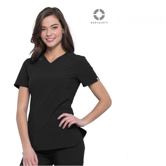 Infinity Vneck Scrub Top (Black) - Picture 4 of 5